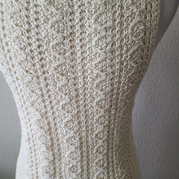 Anthropologie Women's Cable Knit Festival Dress Size Small Boho Wool Blend Ivory - Picture 10 of 12